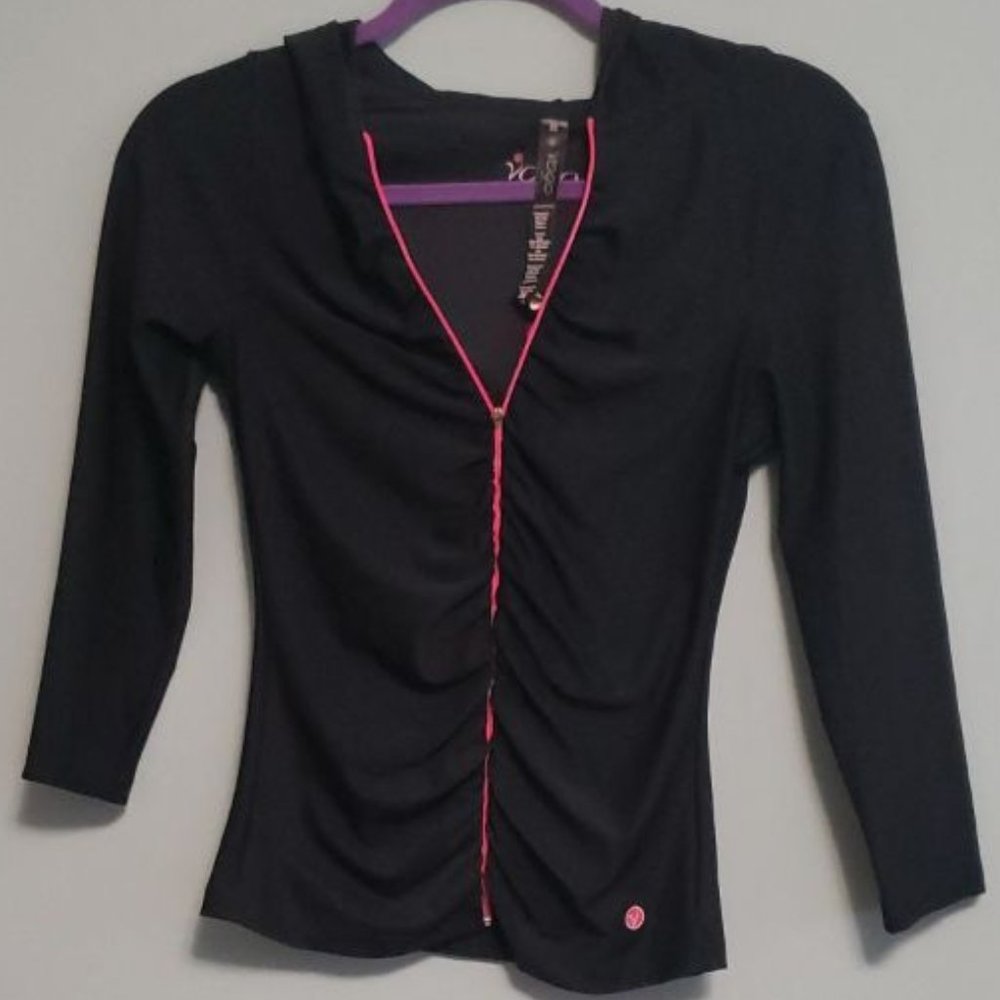 VOGO Athletica Black and Pink Athletic Jacket with Hood